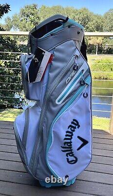 Callaway ORG 14 Cart Bag, Single Strap, White & Silver with Turquoise Trim