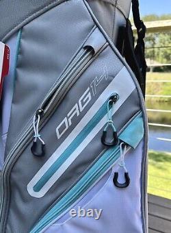 Callaway ORG 14 Cart Bag, Single Strap, White & Silver with Turquoise Trim