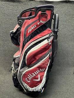 Callaway ORG 14 Golf Bag Cart Bag Red Black White Rain Cover 14 Way Divider