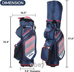 Cart Golf Bag 14 Way Divider Golf Push Cart Bag for Men Cart Bags with Cooler, B