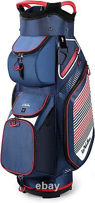 Cart Golf Bag 14 Way Divider Golf Push Cart Bag for Men Cart Bags with Cooler, B