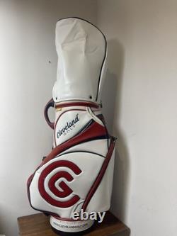 Cleveland Golf Tour Staff Bag White Red Blue 9.5 Pro Cart Caddy USA Colors