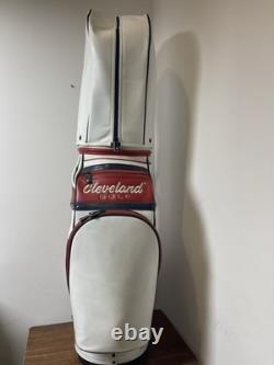 Cleveland Golf Tour Staff Bag White Red Blue 9.5 Pro Cart Caddy USA Colors