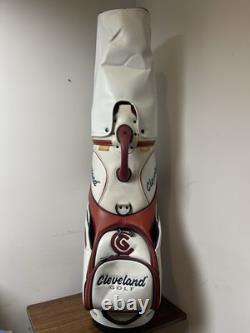 Cleveland Golf Tour Staff Bag White Red Blue 9.5 Pro Cart Caddy USA Colors
