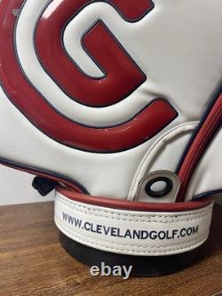 Cleveland Golf Tour Staff Bag White Red Blue 9.5 Pro Cart Caddy USA Colors