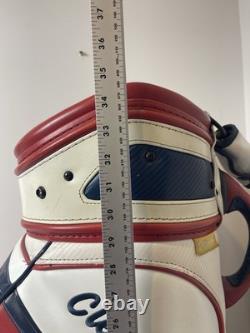 Cleveland Golf Tour Staff Bag White Red Blue 9.5 Pro Cart Caddy USA Colors