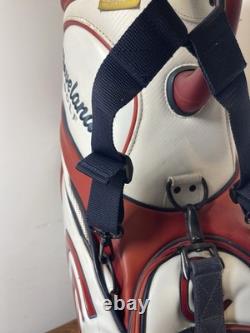 Cleveland Golf Tour Staff Bag White Red Blue 9.5 Pro Cart Caddy USA Colors