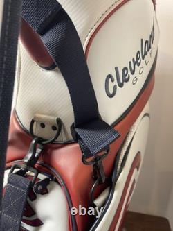 Cleveland Golf Tour Staff Bag White Red Blue 9.5 Pro Cart Caddy USA Colors