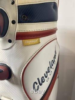 Cleveland Golf Tour Staff Bag White Red Blue 9.5 Pro Cart Caddy USA Colors