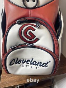 Cleveland Golf Tour Staff Bag White Red Blue 9.5 Pro Cart Caddy USA Colors
