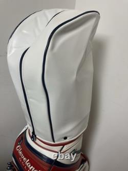 Cleveland Golf Tour Staff Bag White Red Blue 9.5 Pro Cart Caddy USA Colors