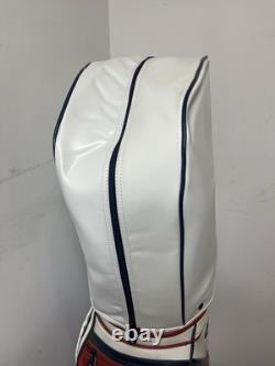 Cleveland Golf Tour Staff Bag White Red Blue 9.5 Pro Cart Caddy USA Colors