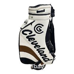 Cleveland Staff Cart Golf Bag 6 Divider with Shoulder Straps White Brown Black