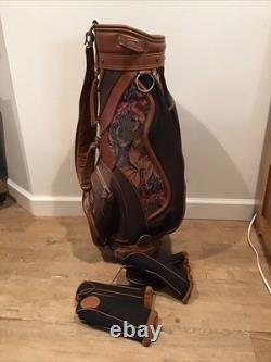 Coach Collection Daiwa Leather & Flower Tapestry Golf Cart Bag with Head Covers