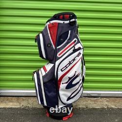 Cobra 14 Way Golf Cart Bag With Padded Shoulder Strap Dark Blue White & Red Trim