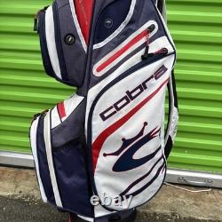 Cobra 14 Way Golf Cart Bag With Padded Shoulder Strap Dark Blue White & Red Trim