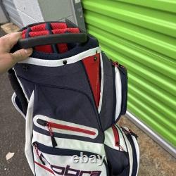 Cobra 14 Way Golf Cart Bag With Padded Shoulder Strap Dark Blue White & Red Trim