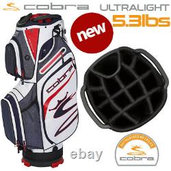 Cobra Ultralight Golf Cart Bag (5.3lbs) 14-WAY Top Navy/Red/White NEW! 2020