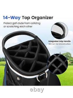 Costway Lightweight Golf Cart Bag with 14 Way Top Dividers 9 Pockets, Blue