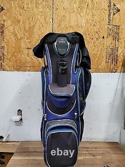 DATREK Golf Cart Bag 14 Way Club Dividers & Carry Strap Blue/Black. Pre-owned