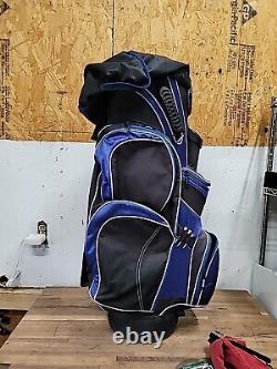 DATREK Golf Cart Bag 14 Way Club Dividers & Carry Strap Blue/Black. Pre-owned