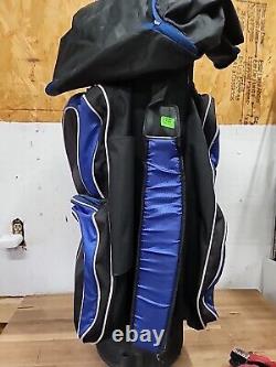 DATREK Golf Cart Bag 14 Way Club Dividers & Carry Strap Blue/Black. Pre-owned