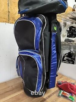 DATREK Golf Cart Bag 14 Way Club Dividers & Carry Strap Blue/Black. Pre-owned