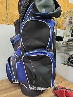 DATREK Golf Cart Bag 14 Way Club Dividers & Carry Strap Blue/Black. Pre-owned