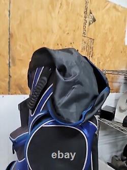 DATREK Golf Cart Bag 14 Way Club Dividers & Carry Strap Blue/Black. Pre-owned