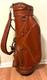 Daiwa Cart Golf Bag Brown Leather Fur Shoulder Strap Fur Top Dividers Vintage