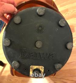 Daiwa Cart Golf Bag Brown Leather Fur Shoulder Strap Fur Top Dividers Vintage