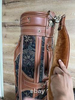 Daiwa Coach Collection Golf Cart Bag Brown Leather Floral Bandana Design & Cover