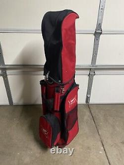 Datrek Miller High Life Beer Golf Cart Bag, 14 Way Top, Red, Clean Rain Cover