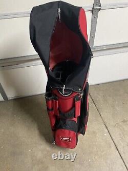 Datrek Miller High Life Beer Golf Cart Bag, 14 Way Top, Red, Clean Rain Cover