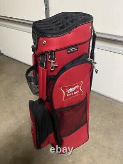 Datrek Miller High Life Beer Golf Cart Bag, 14 Way Top, Red, Clean Rain Cover
