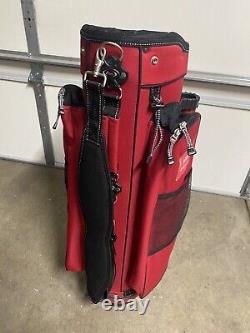 Datrek Miller High Life Beer Golf Cart Bag, 14 Way Top, Red, Clean Rain Cover