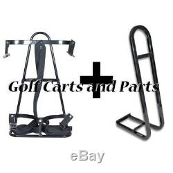 GOLF CART GOLF BAG ATTACHMENT With GRAB BAR COMBO FOR CARTS WITH REAR SEATS