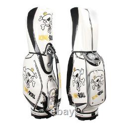 GUIOTE GOLF PREMIUM CADDIE STAFF CART BAG WHITE KING SKULL 10 TOP withRAINHOOD