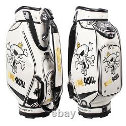 GUIOTE GOLF PREMIUM CADDIE STAFF CART BAG WHITE KING SKULL 10 TOP withRAINHOOD