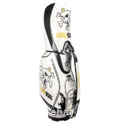 GUIOTE GOLF PREMIUM CADDIE STAFF CART BAG WHITE KING SKULL 10 TOP withRAINHOOD