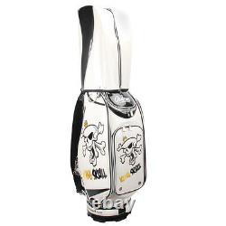 GUIOTE GOLF PREMIUM CADDIE STAFF CART BAG WHITE KING SKULL 10 TOP withRAINHOOD