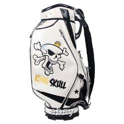 GUIOTE GOLF PREMIUM CADDIE STAFF CART BAG WHITE KING SKULL 10 TOP withRAINHOOD