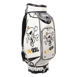 GUIOTE GOLF PREMIUM CADDIE STAFF CART BAG WHITE KING SKULL 10 TOP withRAINHOOD