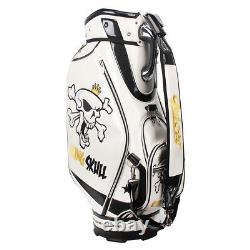 GUIOTE GOLF PREMIUM CADDIE STAFF CART BAG WHITE KING SKULL 10 TOP withRAINHOOD