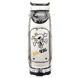 GUIOTE GOLF PREMIUM CADDIE STAFF CART BAG WHITE KING SKULL 10 TOP withRAINHOOD