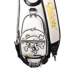 GUIOTE GOLF PREMIUM CADDIE STAFF CART BAG WHITE KING SKULL 10 TOP withRAINHOOD