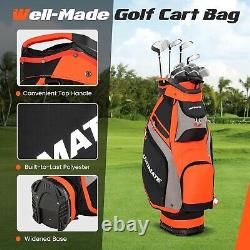 Golf Cart Bag, 14 Way Top Dividers Golf Bag WithPockets & Umbrella Holder