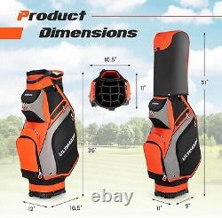 Golf Cart Bag, 14 Way Top Dividers Golf Bag WithPockets & Umbrella Holder