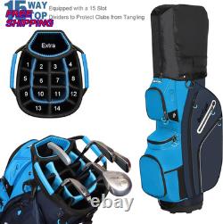 Golf Cart Bag 15 Way Organizer Divider Top Golf Club Cart Bag for Men Blue Navy