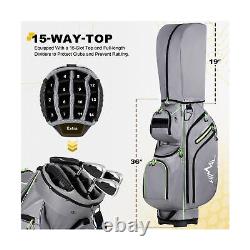 Golf Cart Bag, 15 Way Organizer Divider Top with Handles and Rain Cover Grey